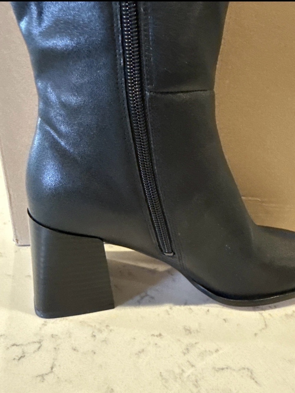 Coach Black Leather Tall Block-Heel Boots - Picture 5 of 13
